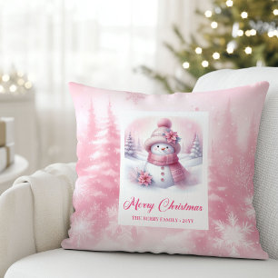 Liebenswerter Pinkmas-Schneemann-Weihnachtsdeko-Ki Kissen