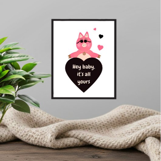 Liebenswerter Poster mit cooler Sau