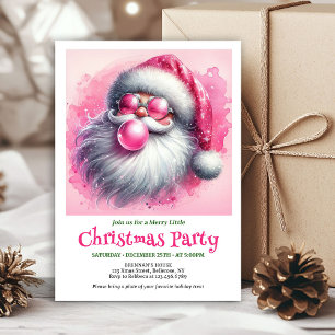 Liebenswerter rosa Santa-Bubble-Gum-Wasserfarben-W Einladung