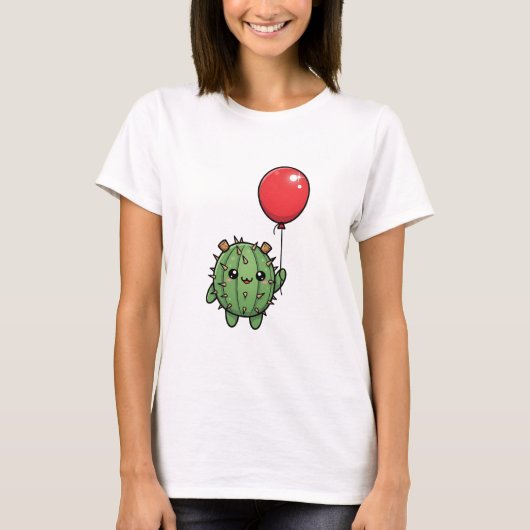 Liebenswerter runder Kaktus mit Korken T-Shirt (Vorderseite)