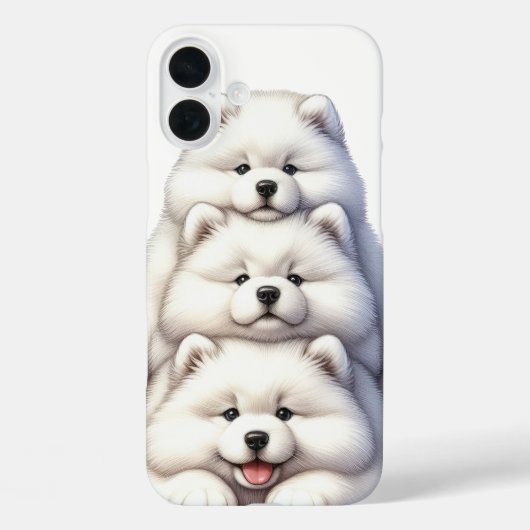 LIEBENSWERTER STAPEL AUS SAMOJEDEN-WELPEN Case-Mate iPhone HÜLLE (Rückseite)