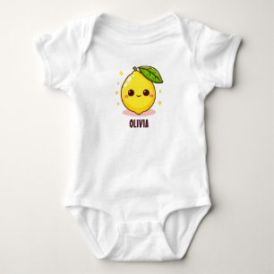 Liebenswerter Süßer Gelber Zitrone Personalisiert Baby Strampler