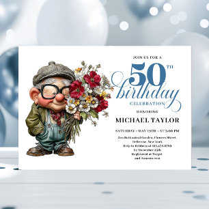 Liebenswerter Whimsical Mann 50. Geburtstag Humor Einladung