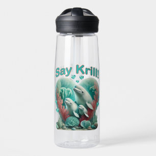 Liebenswertes "Sag Krill"-Wal Familienporträt Trinkflasche
