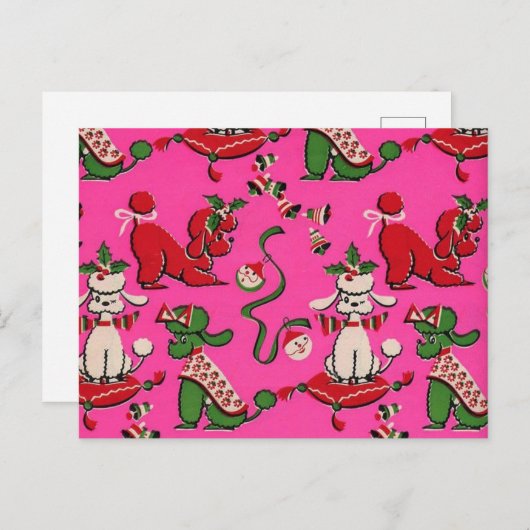 Liebenswürdig Mid-century MCM holiday poodles on P Postkarte (Vorne/Hinten)