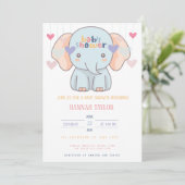 Liebenswürdige Elephant Baby Shower Einladung (Stehend Vorderseite)