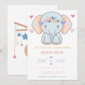 Liebenswürdige Elephant Baby Shower Einladung (Vorne/Hinten)
