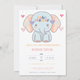 Liebenswürdige Elephant Baby Shower Einladung