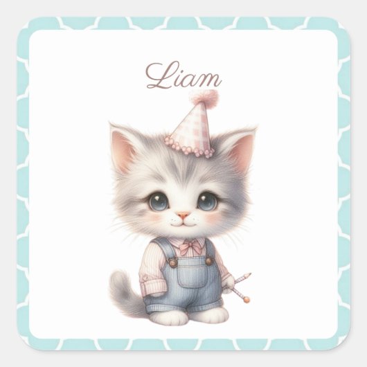 "Liebenswürdiger Meow-Nificent" Sticker or Gift Ta (Vorderseite)