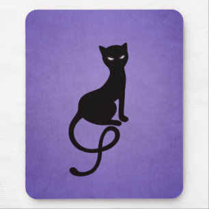 Liebenswürdiger schlechter schwarzer Kitty lila Mousepad