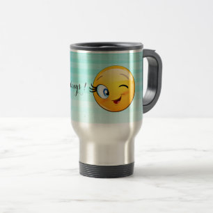 Liebenswürdiger zwinkerndes Emoji-Gesicht - Sei im Reisebecher