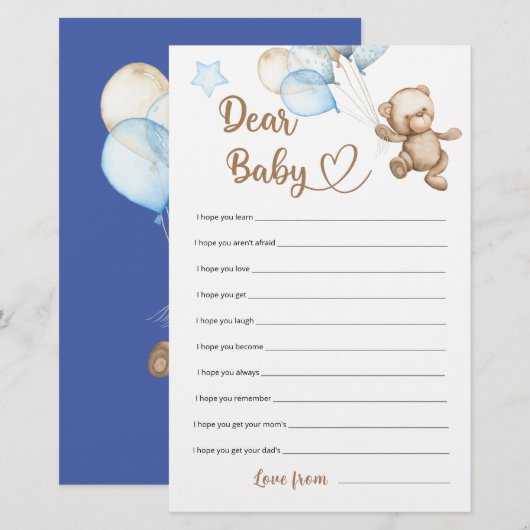 Lieber Baby Teddy Bear Baby Shower (Vorne/Hinten)