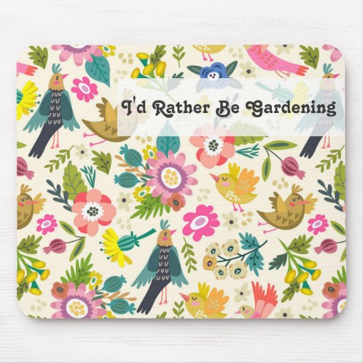 Lieber Gärtnern | Frühlingsblumen und Vögel Mousepad (Vorne)