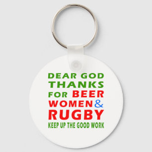 Lieber Gott-Dank für Bier-Frauen und Rugby Schlüsselanhänger