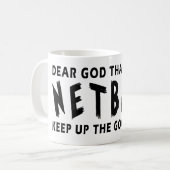 Lieber Gott-Dank für Netball Kaffeetasse (Vorderseite Links)
