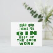 Lieber Gott danke für Gin. Postkarte (Stehend Vorderseite)