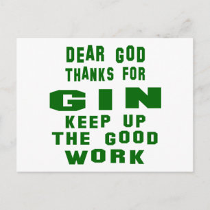 Lieber Gott danke für Gin. Postkarte