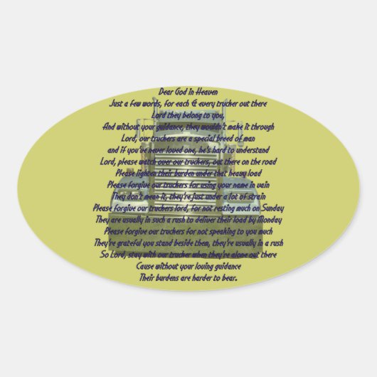 Lieber Gott Ovaler Aufkleber (Vorderseite)