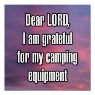 Lieber Herr, ich bin dankbar für mein Camping... Poster