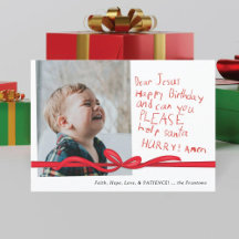 "Lieber Jesus" Red Crayon Note Foto Weihnachtskart