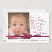 "Lieber Jesus" Wine Crayon Note Foto Weihnachtskar (Vorderseite)