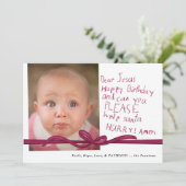 "Lieber Jesus" Wine Crayon Note Foto Weihnachtskar (Stehend Vorderseite)