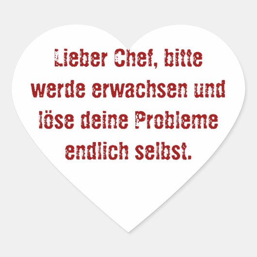 "Lieber Koch, bitte." Herz-Aufkleber (Vorderseite)