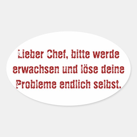 "Lieber Koch, bitte." Ovaler Aufkleber (Vorderseite)