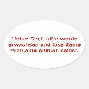 "Lieber Koch, bitte." Ovaler Aufkleber