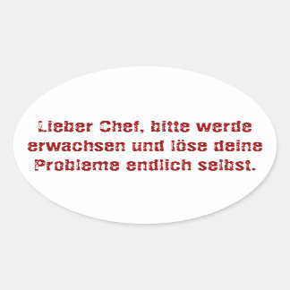 "Lieber Koch, bitte." Ovaler Aufkleber