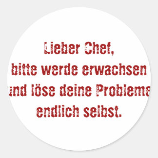 "Lieber Koch, bitte." Runder Aufkleber