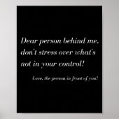 Lieber Mensch hinter mir! Betrüge dich nicht, eine Poster (Vorne)