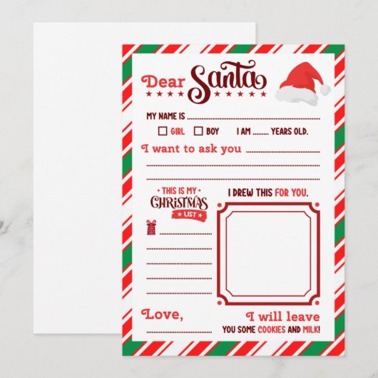 „Lieber Nikolaus“ Brief Einladung (Vorne/Hinten)