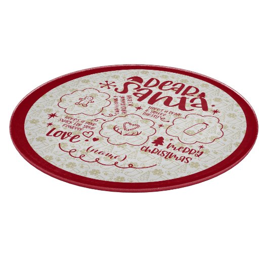Lieber Santa Cookie & Milch rund Tablett roter Tex Schneidebrett (Ecke)