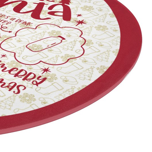 Lieber Santa Cookie & Milch rund Tablett roter Tex Schneidebrett (Ecke)