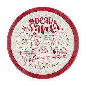 Lieber Santa Cookie & Milch rund Tablett roter Tex Schneidebrett (Vorderseite)