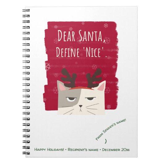 Lieber Santa Definition Nice Funny Niedliche Weihn Notizblock (Vorderseite)