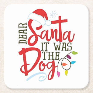 Lieber Santa, es war der Hund, lustig Rechteckiger Pappuntersetzer