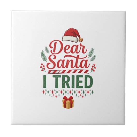 Lieber Santa hat Weihnachtsmütze Geschenkbox auspr Fliese (Vorderseite)
