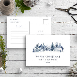 Lieber Santa Letter Blue Weihnachts-Winterdorf Postkarte