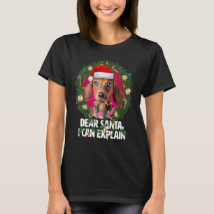 Lieber Santa Niedliche Dackel Welpe war unartig in T-Shirt