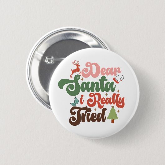 Lieber Santa Retro Groovy Weihnachtsfeiertage Button (Vorne & Hinten)