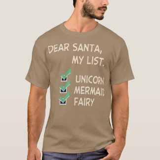 Lieber Santa Unicorn Meerjungfrau Fairy Weihnachte T-Shirt