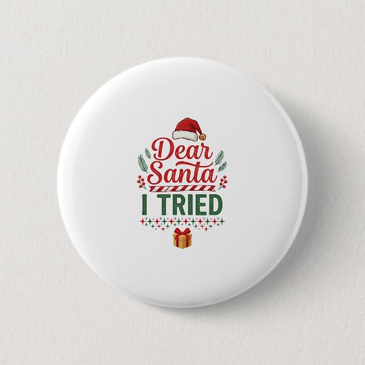 Lieber Santa versuchte Weihnachtsmütze Geschenkbox Button (Vorderseite)