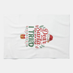 Lieber Santa versuchte Weihnachtsmütze Geschenkbox Geschirrtuch