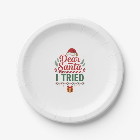 Lieber Santa versuchte Weihnachtsmütze Geschenkbox Pappteller (Vorderseite)
