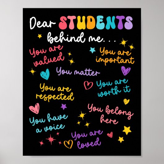 Lieber Schüler hinter mir Zurück zur Schule Lehrer Poster (Vorne)