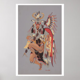 Lieber Tänzer Amerikanische Indianer Vintage-Illus Poster
