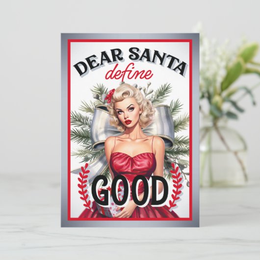 Lieber Weihnachten gutes Retro Pinup definieren Dankeskarte (Stehend Vorderseite)