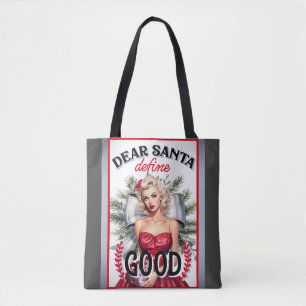 Lieber Weihnachten gutes Retro Pinup definieren Tasche